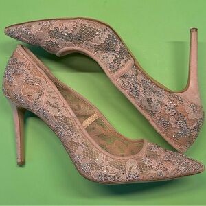 INC International Concepts Lace Embellished Heels - Blush